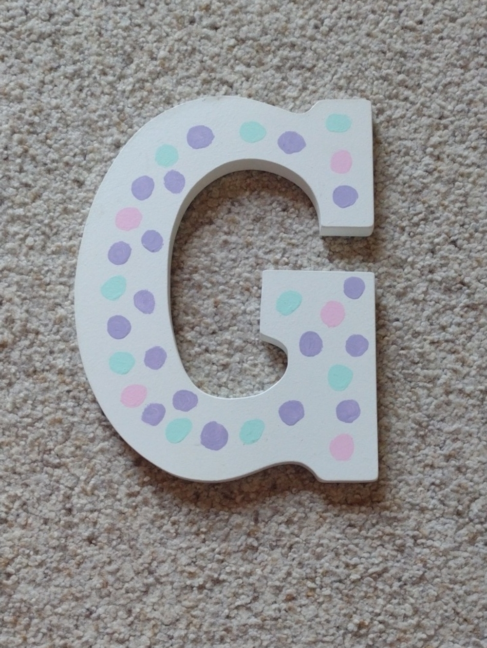 Polka Dot Wooden Letter G - Pastel Nursery Decor